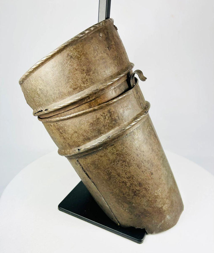16th-century cannon-style upper arm armor with riveted bands