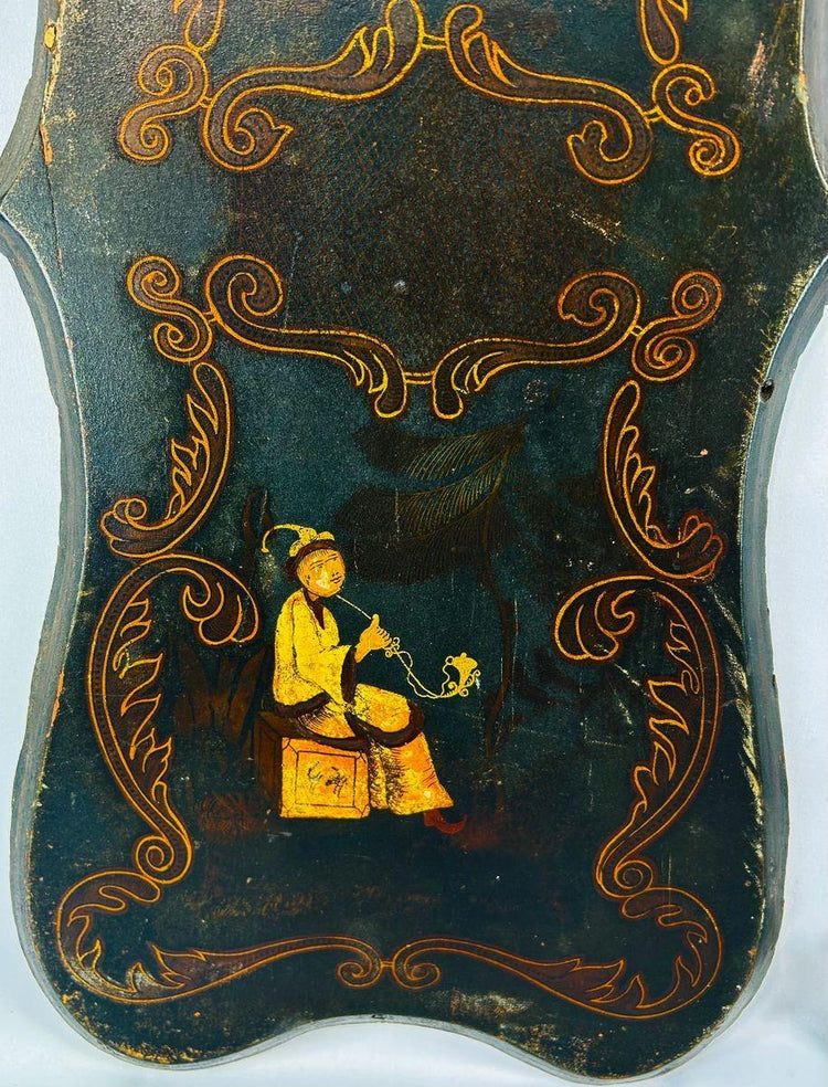 Victorian-era Chinoiserie wall decorations with hand-painted figures