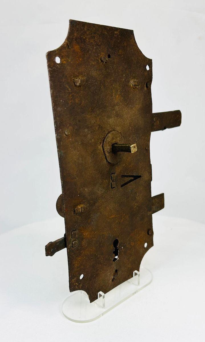 Early modern European forged iron lock showing traditional mechanical construction