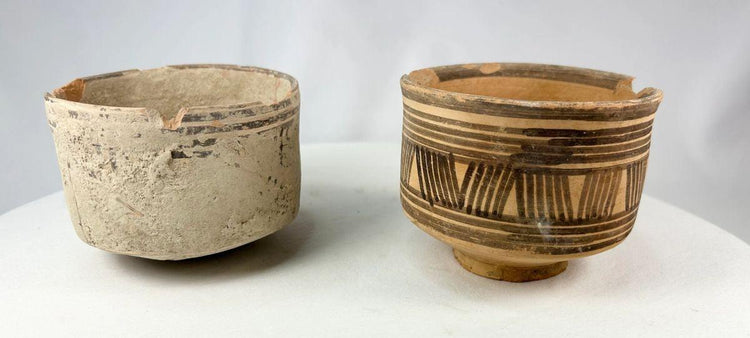Pair of hand-crafted Harappan terracotta vessels with minor chipping