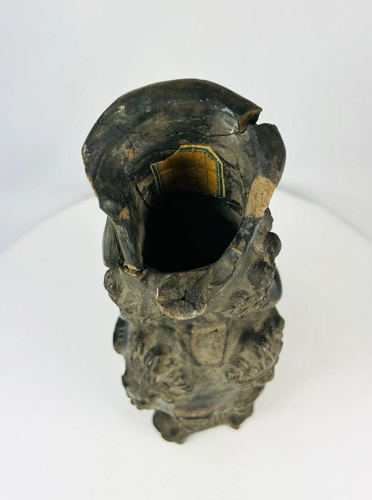 Handcrafted Chupícuaro-inspired ceramic figure with dark burnished patina