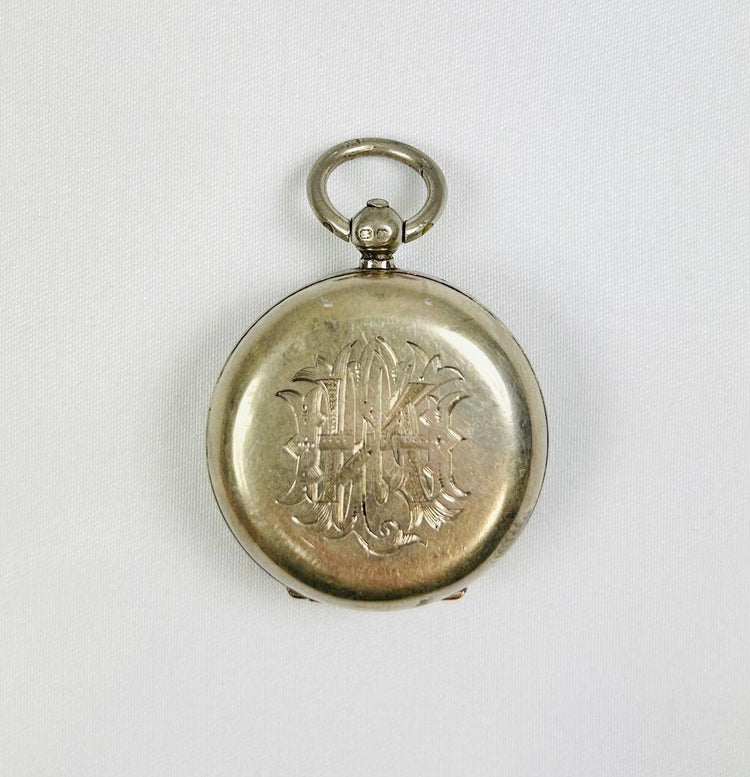 Victorian-era sterling silver sovereign holder with engraved monogram, circa 1880s UK