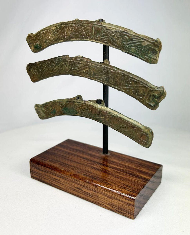 475 BCE–220 CE Chinese bronze chariot hardware with custom display stands