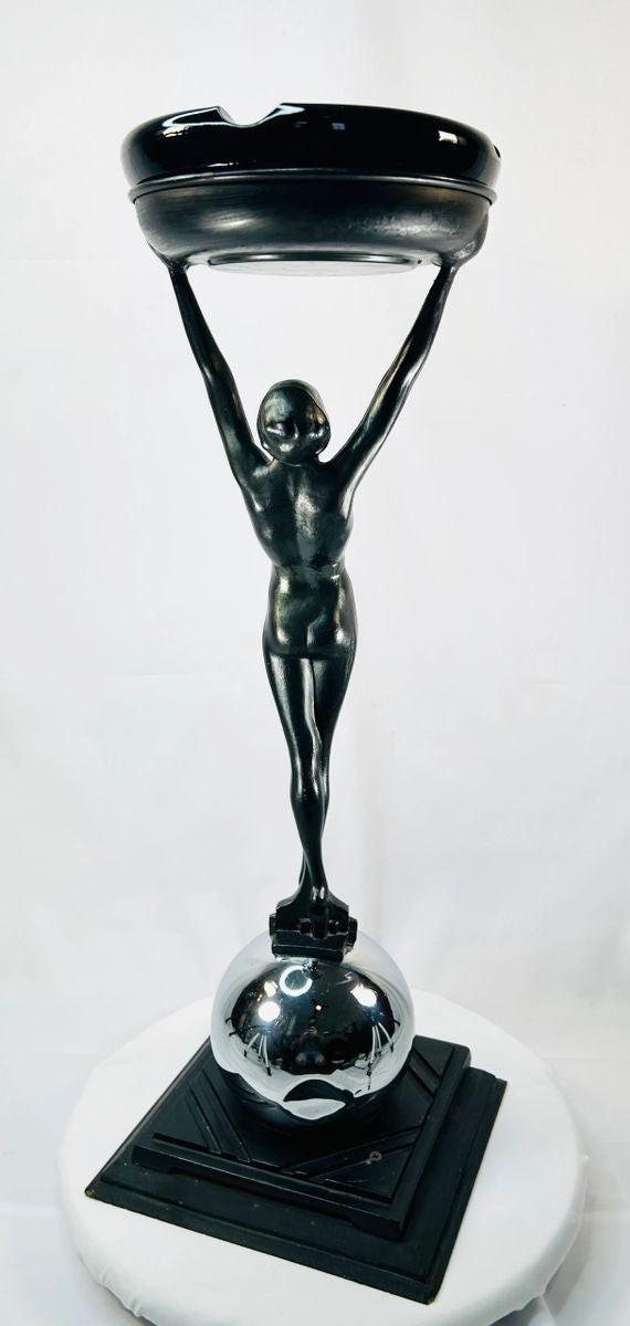 1925–1935 Art Deco nude female figure decorative smoking stand