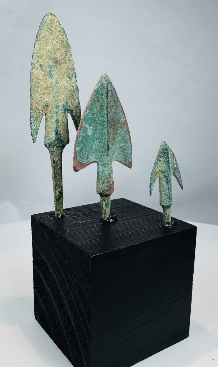 Late Bronze Age Iranian bronze arrowheads with elongated, triangular, and barbed forms
