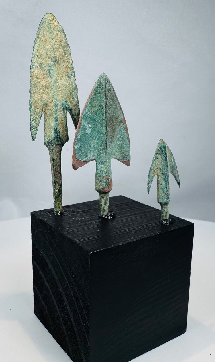 Late Bronze Age Iranian bronze arrowheads with elongated, triangular, and barbed forms