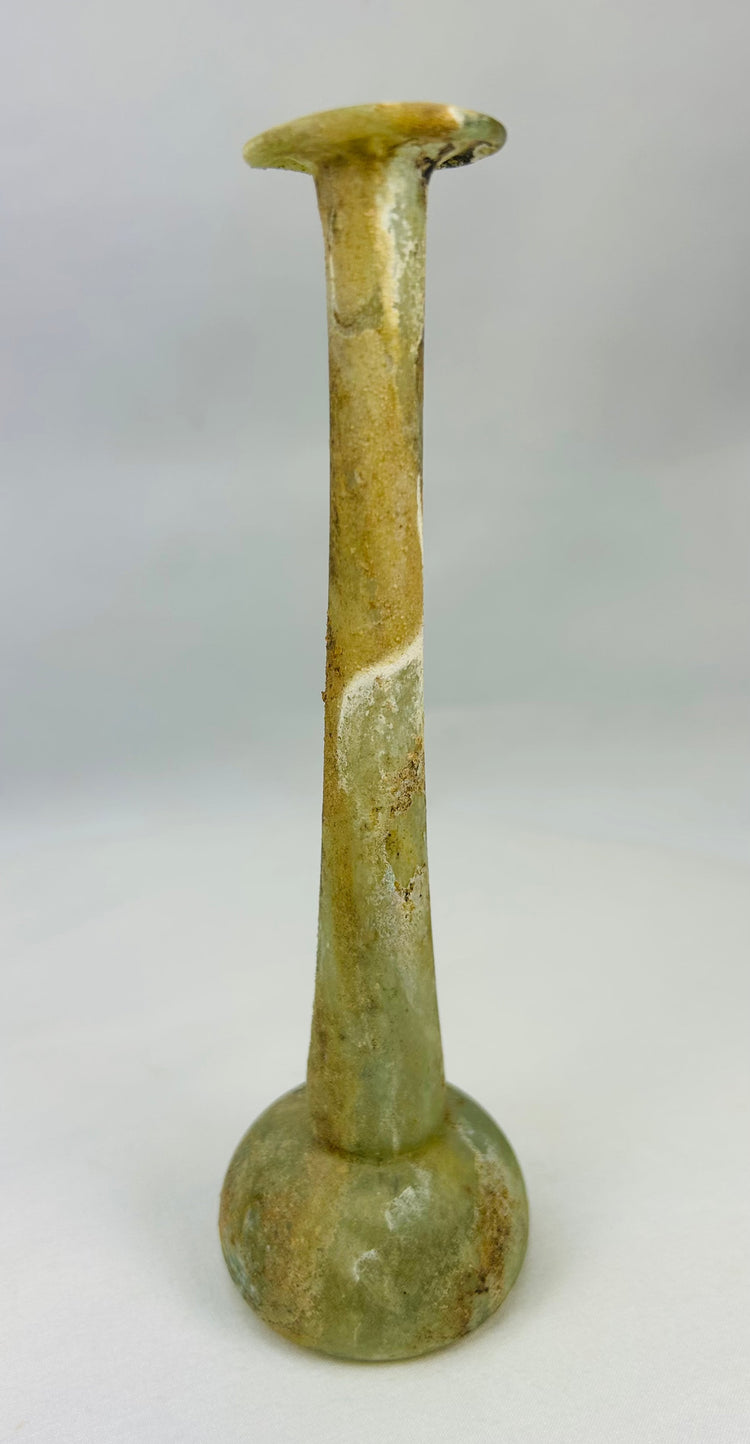 Authentic Roman cosmetic bottle from the 1st–3rd Century AD with rounded base