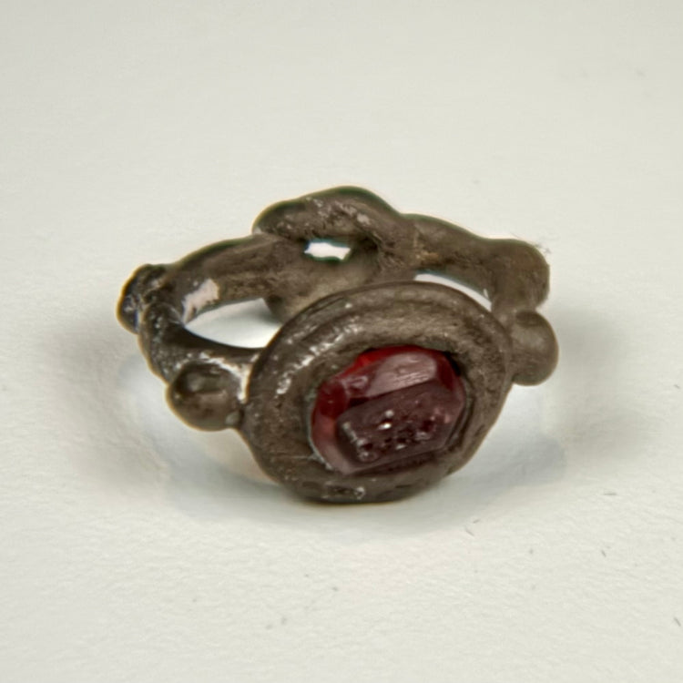 Ancient silver and garnet intaglio ring from the Late Roman to Early Byzantine period, circa 300–600 CE