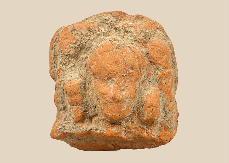 Ancient Gandharan terracotta male bust plaque fragment, 2nd–4th Century CE