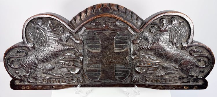 Hand-carved European oak furniture cresting associated with the Bentinck family and Portland peerage
