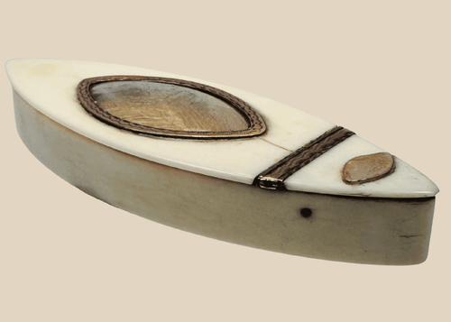 Late Georgian bone toothpick case with glazed sentimental hairwork panel