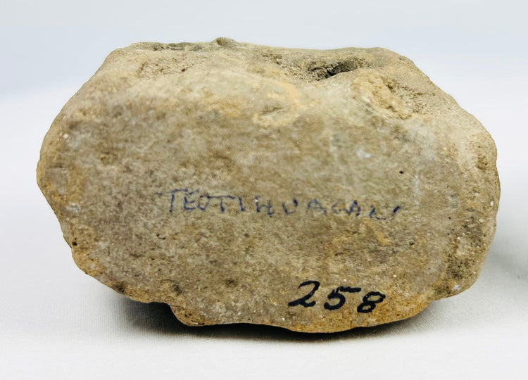 Ancient Teotihuacan ceramic ritual candelero with dual openings