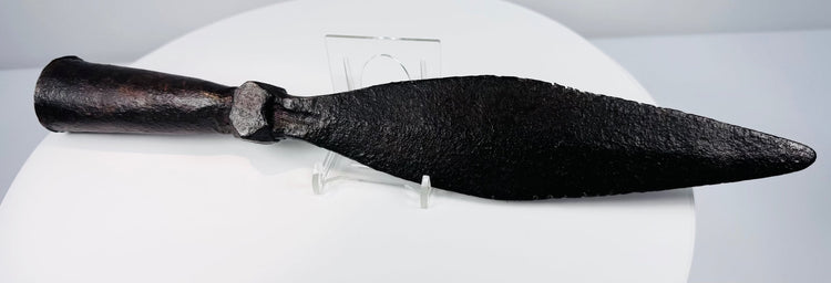 Qing Dynasty iron polearm spearhead with socketed base, attributed to 18th-century China