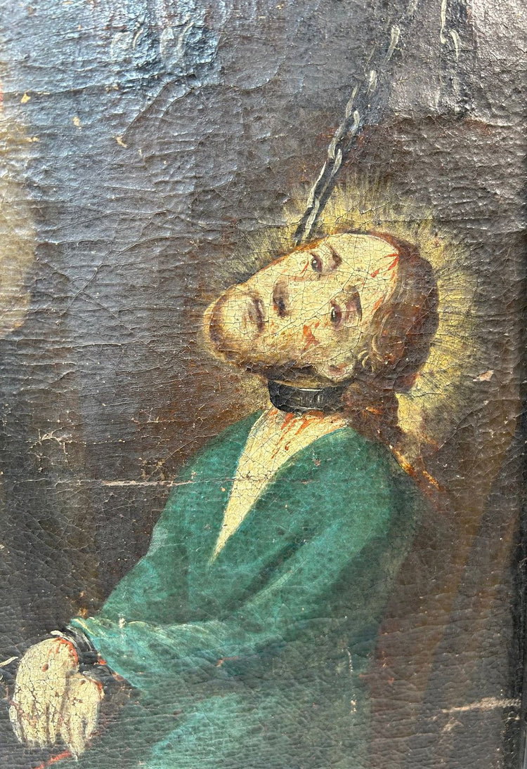 18th century German or Austrian devotional painting of Christ at the Column
