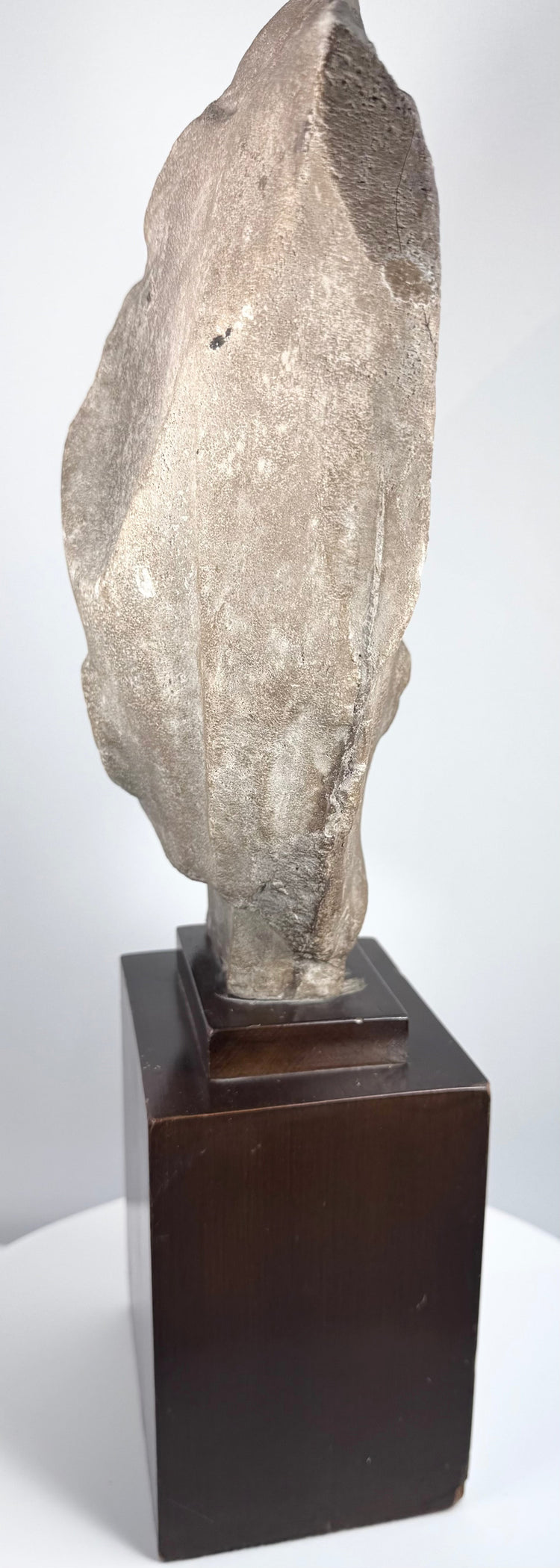 Close-up of the pharaoh’s idealized facial features and calm expression