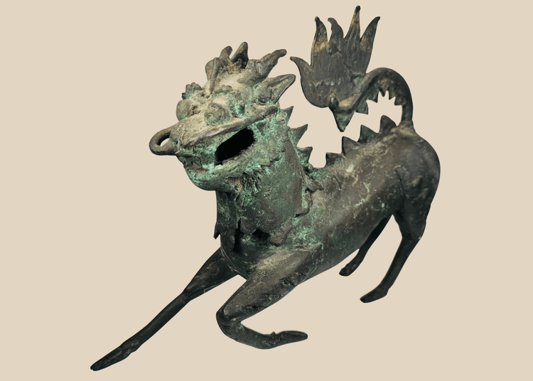 Antique Chinese bronze qilin sculpture from the late Qing Dynasty