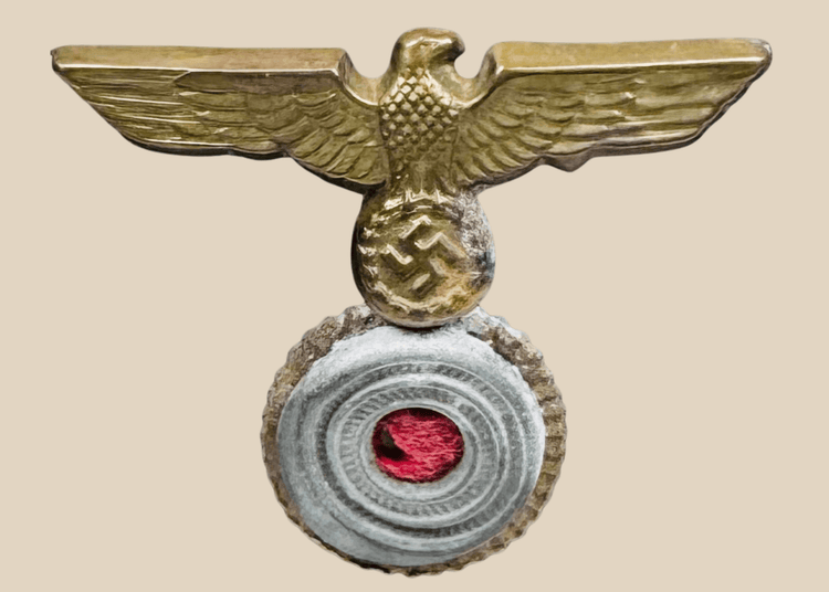 WWII German Kriegsmarine gilt naval cap insignia with eagle and national cockade