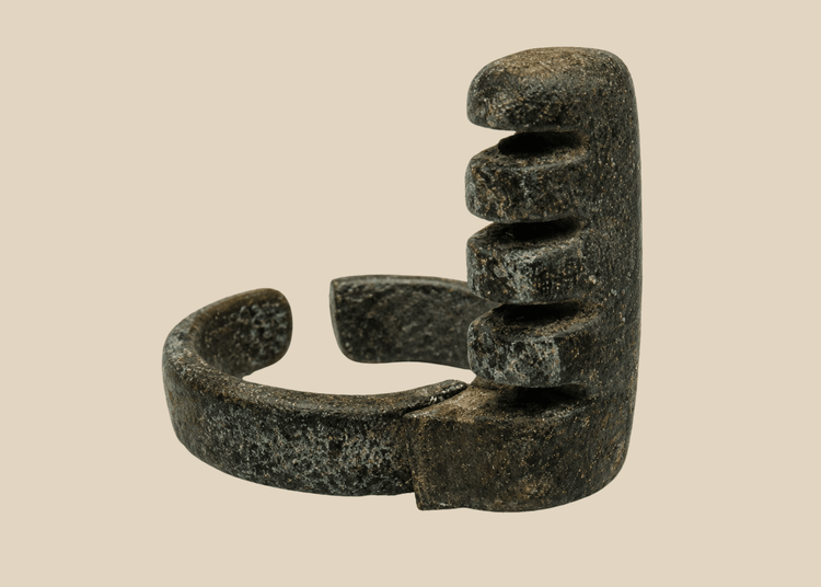 Ancient Roman bronze ring key with four-toothed locking bit, circa 3rd–4th century CE
