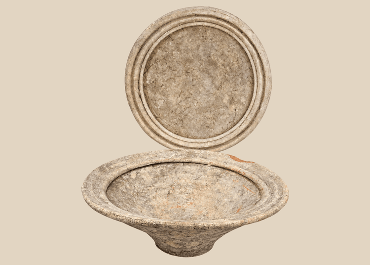 Pair of Ancient Roman North African terracotta Kassérine bowls with white slip surfaces from modern Tunisia.
