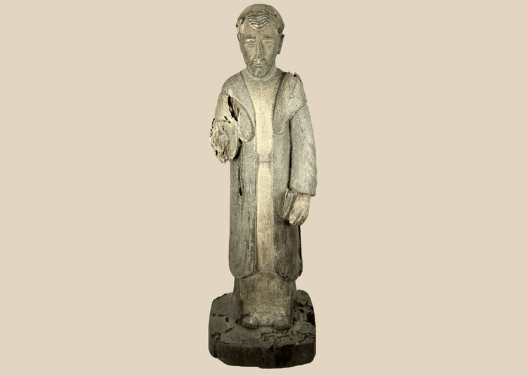 Spanish Colonial hand-carved wooden santo figure with aged patina