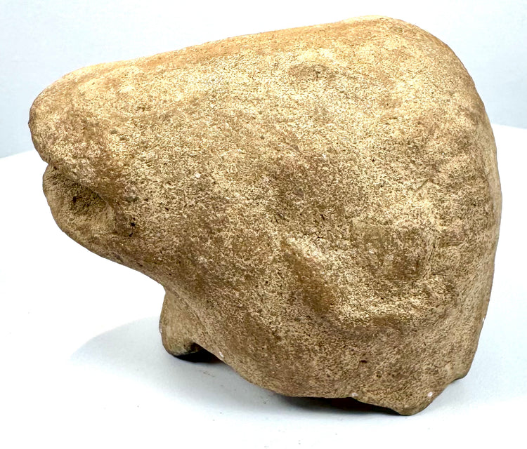 Ancient Mediterranean ram-head rhyton spout attribution, featuring a hollow sculptural form, elongated muzzle, and modern acrylic presentation mount.