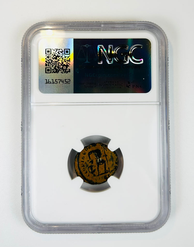 Authentic Roman Imperial bronze coin of Valens from the 4th century AD, AE3 nummus encapsulated and verified by NGC.