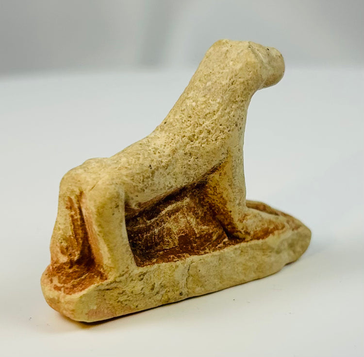 Small Egyptian sacred lioness sculpture from the Late Period to Ptolemaic era.
