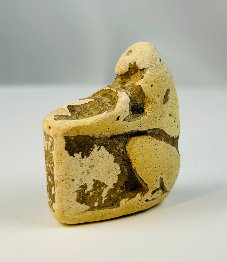 Ancient Egyptian baboon-form ritual vessel carved from limestone, sacred to the god Thoth