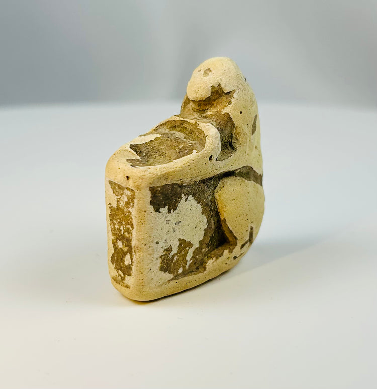 Ancient Egyptian baboon figure carved in limestone with votive offering container