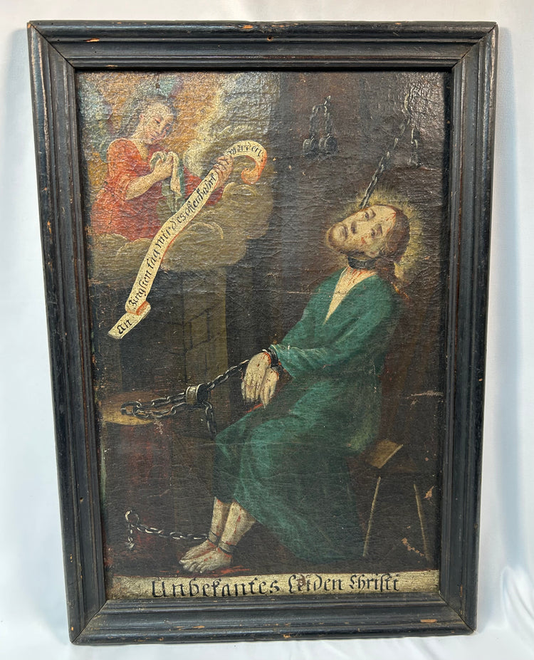 antique Christian devotional artwork showing Christ bound at the column