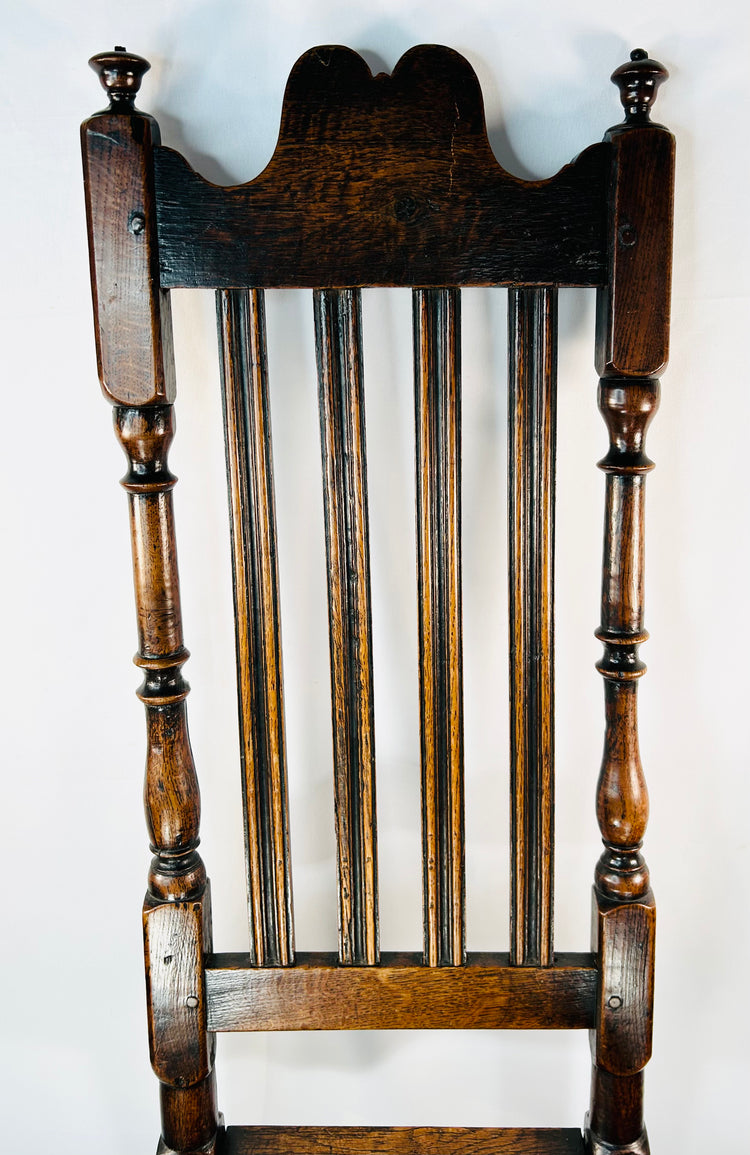 17th century oak country chair showing traditional mortise and tenon joinery