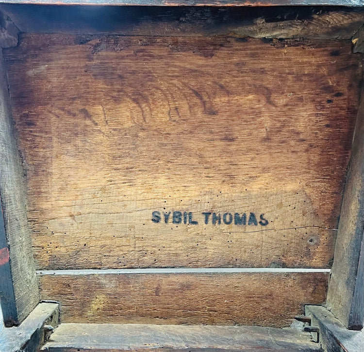 Antique English vernacular oak side chair with classic high back form