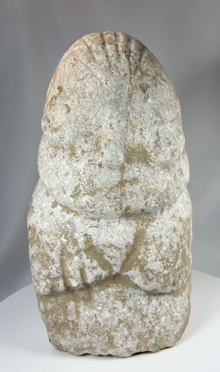 Early Bronze Age limestone figure from Anatolia or Levant with stylized feat