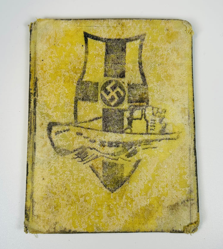 WWII German Kriegsmarine service booklet with ink entries and official markings