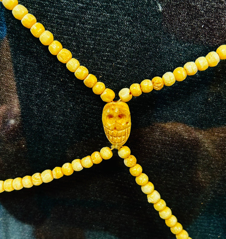 Rare 19th-century Tibetan ceremonial apron with human and animal bones