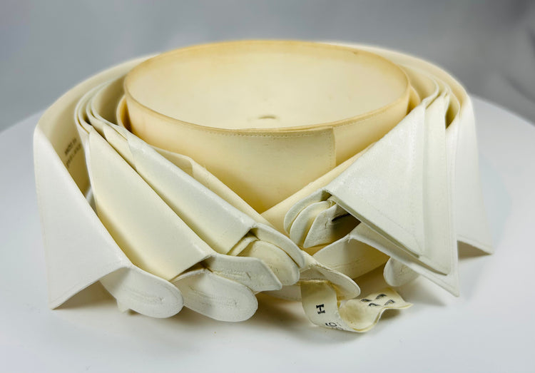 Vintage gentleman’s collar box with embossed portrait and floral ornament