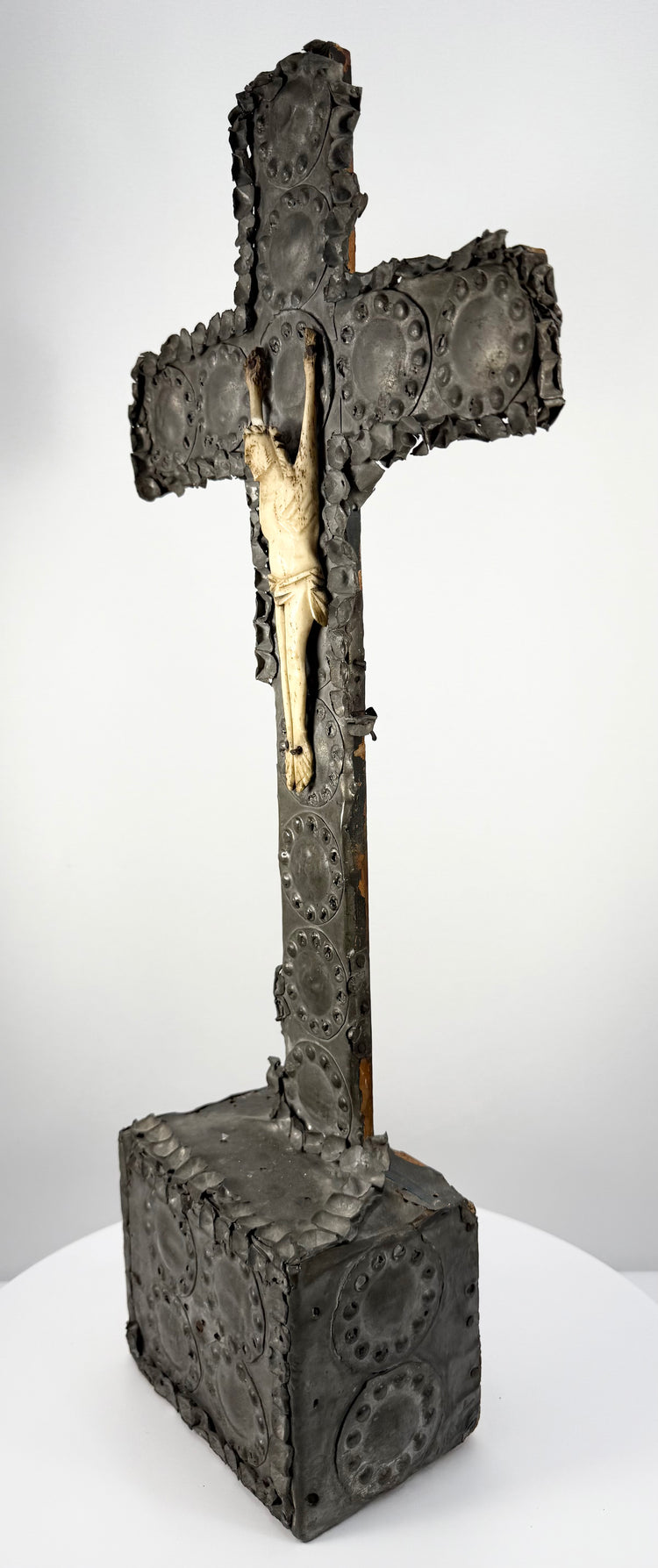 Antique Hand-Carved Crucifix with Bone Figure | Circa 18th–19th Century