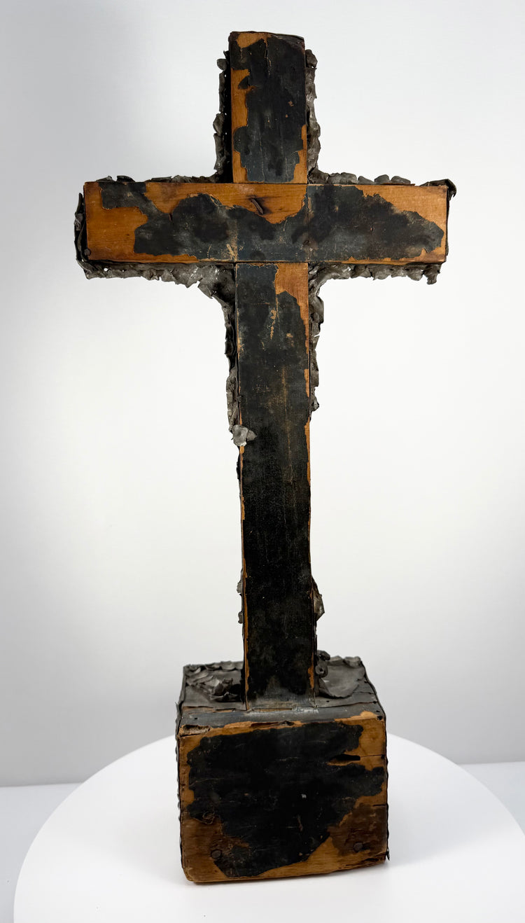 Antique Hand-Carved Crucifix with Bone Figure | Circa 18th–19th Century