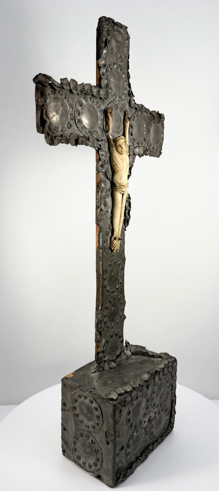Antique Hand-Carved Crucifix with Bone Figure | Circa 18th–19th Century