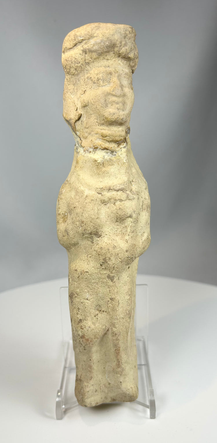 Neo-Assyrian terracotta figure with columnar body and patina