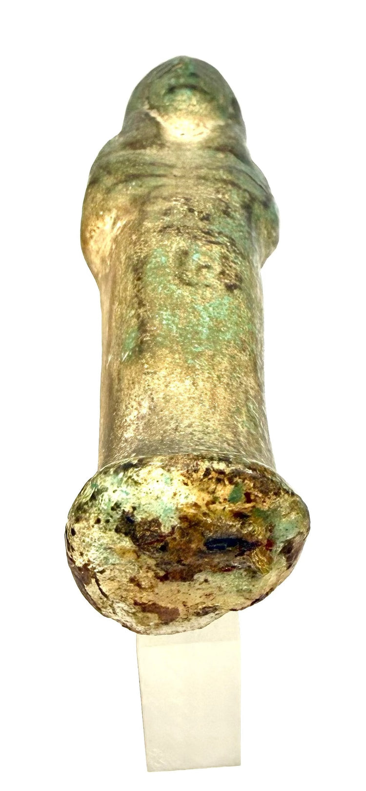 Egyptian ushabti from circa 1070–715 BCE, displaying traditional funerary styling and a partially preserved inscription.