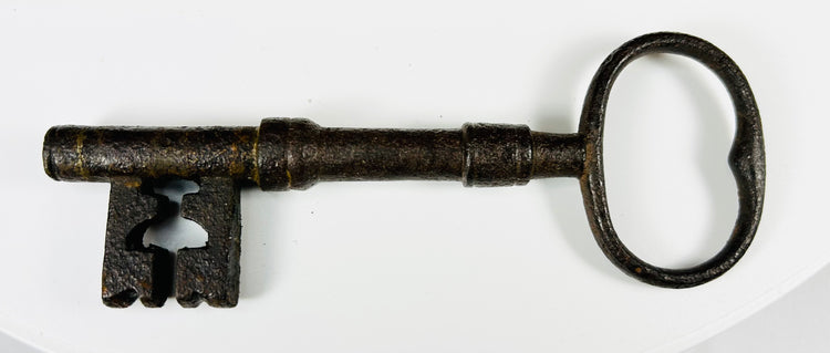 Antique lock hardware with wood body and forged iron components