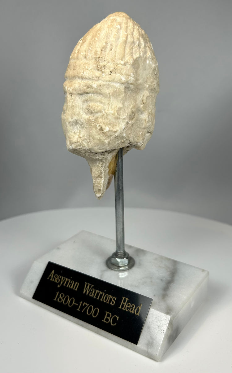 Bronze Age Mesopotamian carved alabaster head fragment