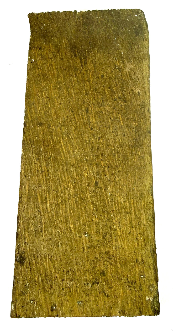 Ancient Egyptian wooden funerary fragment displaying Duamutef's reddish-brown mummiform body, striped headdress, and decorative collar.
