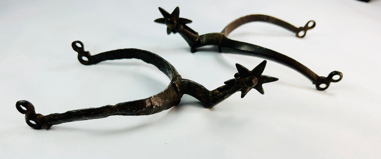Saxon German Spurs | Forged Iron Riding Spurs with Six-Pointed Rowels | Late 16th–Early 17th Century