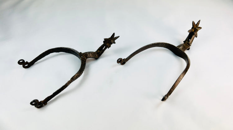 Saxon German Spurs | Forged Iron Riding Spurs with Six-Pointed Rowels | Late 16th–Early 17th Century