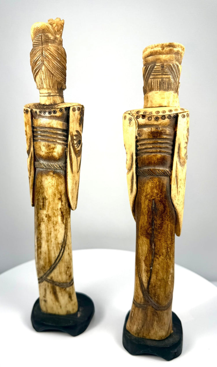 Chinese Empress figurine featuring finely incised hair patterns, a tall ceremonial crown, and elaborate decorative details extending along the flowing robe.