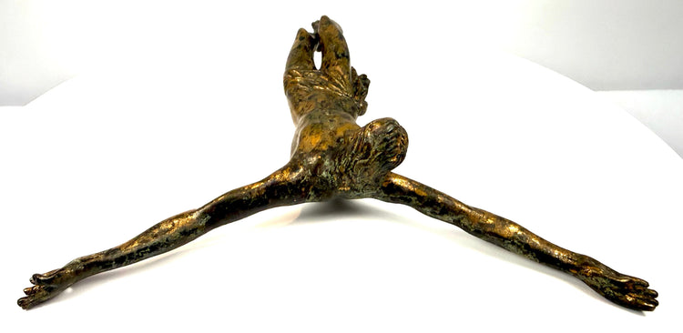 European Renaissance devotional bronze depicting the deceased Christ with His head bowed toward His right shoulder.
