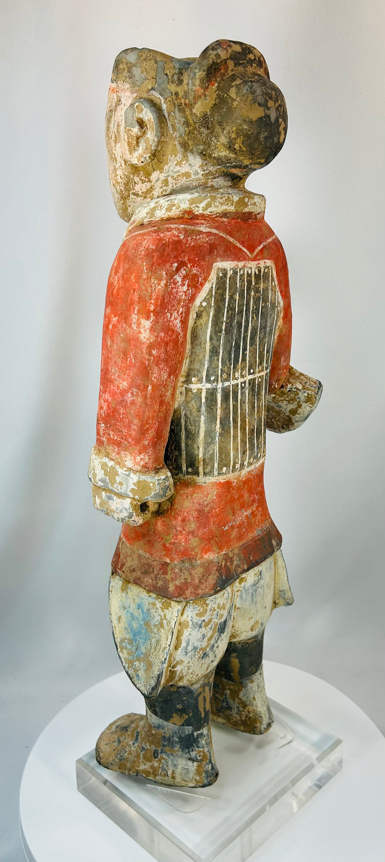 Mingqi terracotta figure from Han Dynasty with detailed painted facial features
