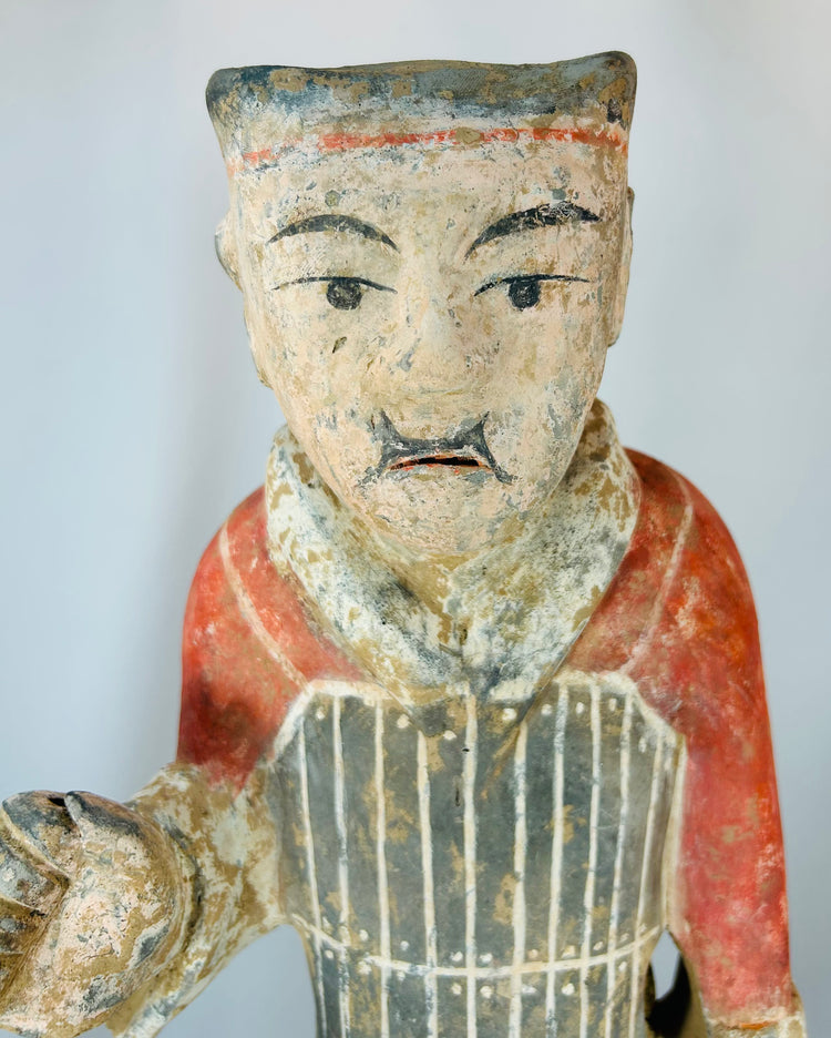 Ancient Chinese foot soldier sculpture with burial deposits and mineralization